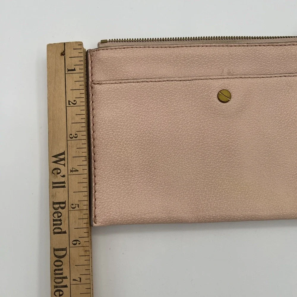 J.Crew Signet Large Leather‎ Pouch Wallet Cream Pink 8x6